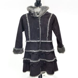 Girls faux suede faux fur trim coat American Widgeon 10